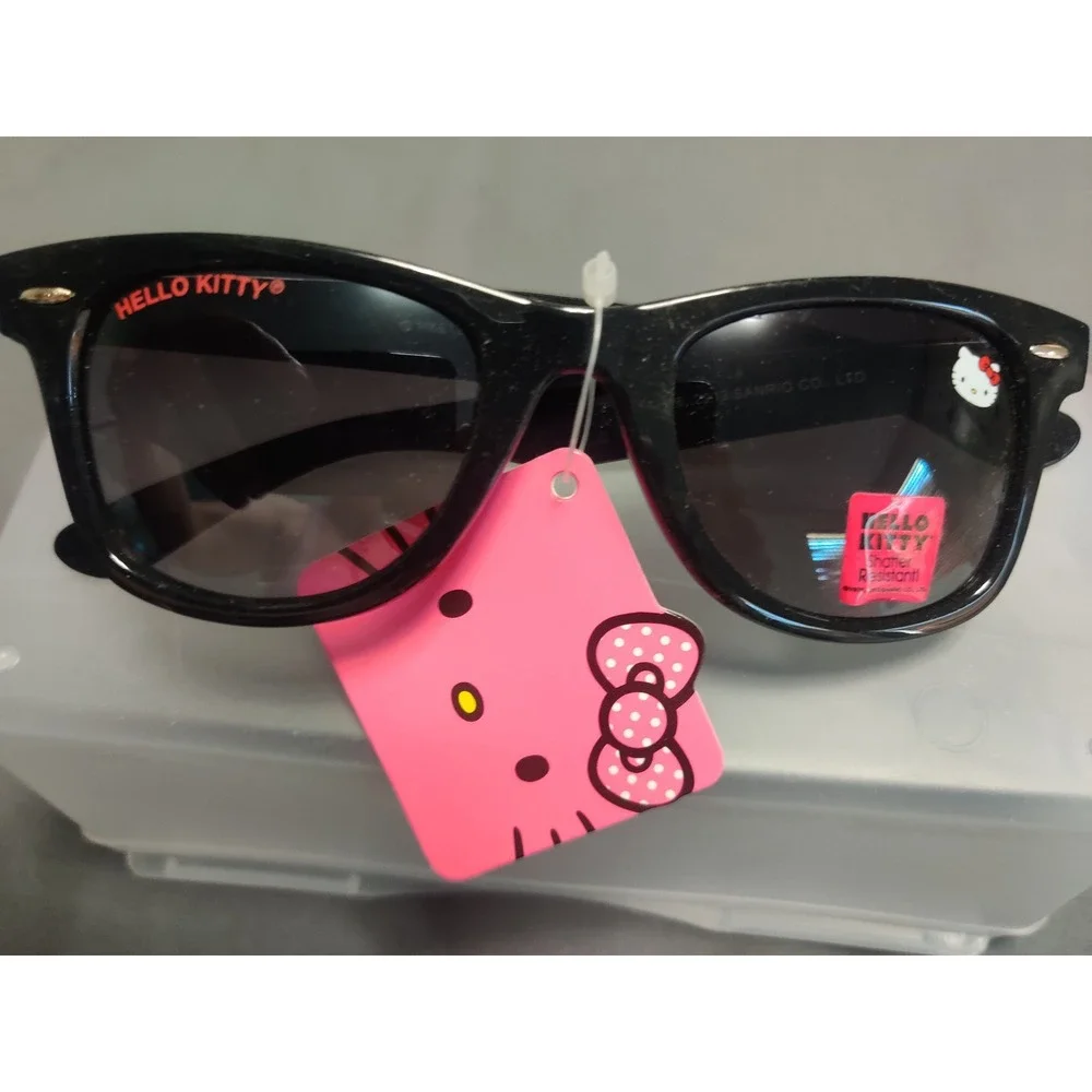 Hello Kitty Kids Sunglasses Black Wayfarer Sanrio Shatter Resistant 100% UV New
